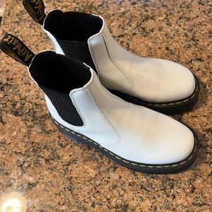 White Leather Platform Chelsea Boots Dr. Martens